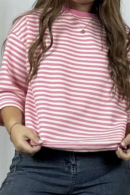 Pink Striped Open Back Tie Top